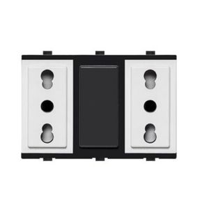 DADO TOMACORRIENTE DUPLEX BIPASO TRES EN LINEA CON TIERRA DE 3 MODULOS  SINTHESI S17 BLANCO