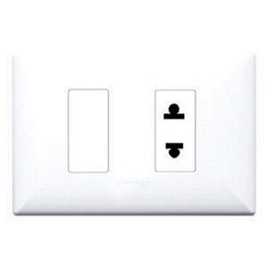 INTERRUPTR + TOMACORRTE DOBLE (1 SIMPLE + 1 EUROAMERI) SINTHESI S17 PLACA BLANCA Y DADO BLANCO