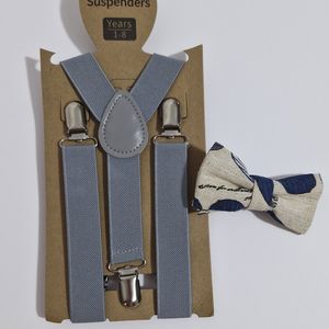 Pack elegante de tirante y corbata plomo para niño de 1 a 4 años Aititi´s Kids