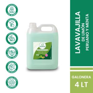 Lavavajilla Líquido HANQA Limón Peruano y Menta Galón 4L