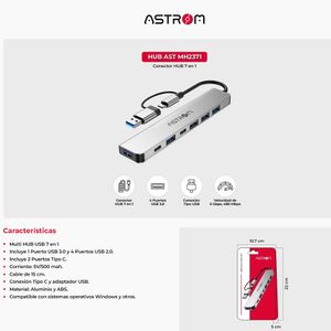 Hub 7 EN 1 entrada C y USB  ASTROM MH2371