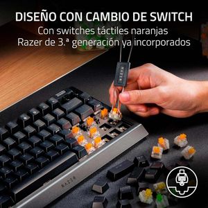 Teclado Gamer Razer Blackwidow V4 75% Mechanical Us Switch Orange Chroma Black