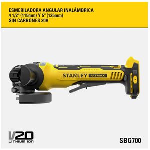 Amoladora Inalámbrica Brushless Esmeriladora Angular  20V STANLEY