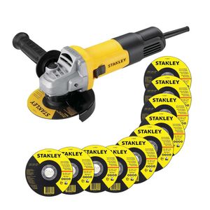 Amoladora Angular 4-1/2" 900W + discos de corte 10 unidades Stanley