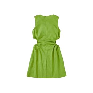 Vestido Shein Ezwear Color Verde con Abertura Plegada Lateral Talla S