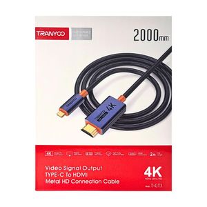 Cable de Señal de Video Tipo C a HDMI 2M Conexión Ultra HD 4K T-GT3