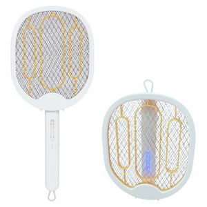 Raqueta Plegable 180° Mata Mosca Mosquito Recargable Con Usb Blanco