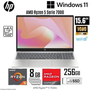 Laptop HP 15-FC0009LA AMD Ryzen 5-7520U 8GB RAM 256GB SSD 15.6" FHD WIN 11 - Silver
