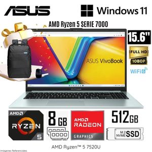 Laptop Asus VivaBook Go 15 E1504FA AMD Ryzen 5 7520U 8GB RAM 512GB RAM 15.6" FHD + Mochila y Mouse