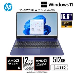 Laptop HP 15-EF2517LA AMD Ryzen5 5500U 12GB RAM 512GB SSD 15.6" FHD (7H9U4LA#ABM) WIN 11