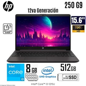 Laptop HP 250 G9 Intel Core i3 1215U 8GB RAM 512GB SSD 15.6" HD Free Dos - 7C6E5LA