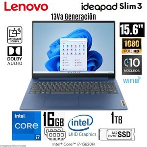 Laptop Lenovo IdeaPad Slim 3 15IRH8 Intel Core i7-13620H 16GB DDR5 RAM 1TB SSD 15.6" FHD 83EM00ADLM
