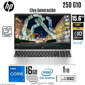 Laptop HP 250 G10 Intel Corei7-1355U 16GB RAM 1TB SSD 15.6" Free Dos  (9S7D1LS#ABM) - Silver