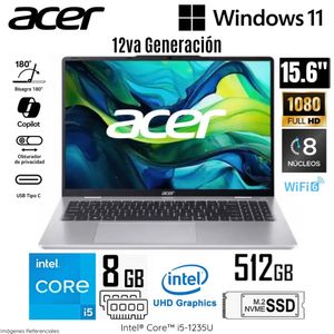 Laptop Acer Aspire AL15-71P-53N7 Intel Core i5-12450H 8GB DDR5 RAM 512GB 15.6" FHD Windows 11 Home