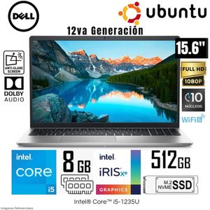 Laptop Dell Inspiron 15 3520 Intel Corei5-1235U 8GB RAM 512GB SSD 15.6" FHD Ubuntu