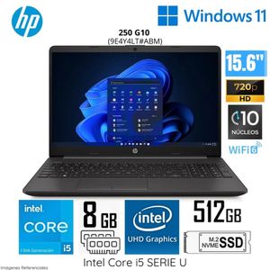 Laptop HP 250 G10 Intel CoreI5 1335U 8GB RAM 512GB SSD 15.6" HD WIN 11 (9E4Y4LT#ABM)