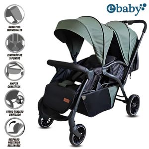 Coche Mellicero «TWIN DOUBLE STROLLER» Green