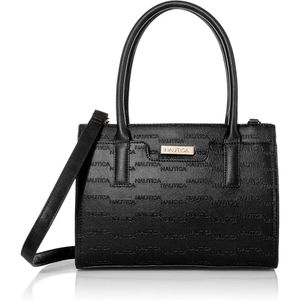 Nautica | Bolso Satchel Sandy Jr. con Asa Superior y Correa Crossbody Removible | Negro