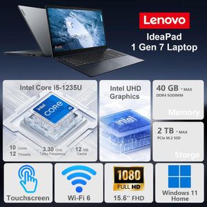 Lenovo Laptop ideapad 1i 15.6" FHD i5-1235u 16GB RAM 512GB SSD | Azul - Teclado Inglés