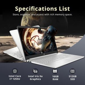 HP Laptop 15.6" FHD Touch i7-1255U 16GB RAM 512GB SSD | Plata - Teclado Inglés