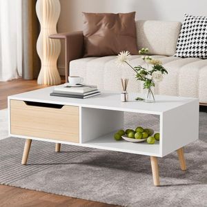 Mesa de Centro Cozy - Marrón y Blanco