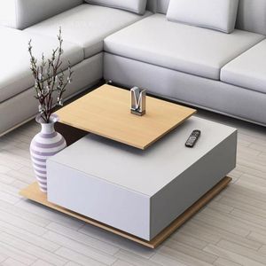Mesa de Centro Mouse - Marrón Claro y Blanco