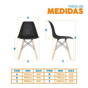 Silla diseño Eames Negro Bonno
