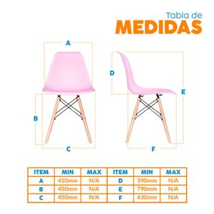 Silla diseño Eames Rosado Bonno