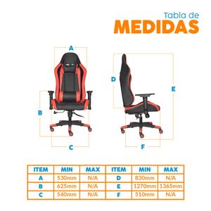 Silla Gamer Leaf Negro/Rojo Reclinación 180° Bonno
