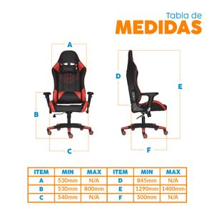 Silla Gamer Sail Negro/Rojo Reclinación 180° Bonno