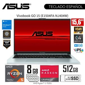 Laptop ASUS E1504FA-NJ404W AMD Ryzen5-7000 8GB RAM 512GB SSD 15.6" FHD Windows 11 Home