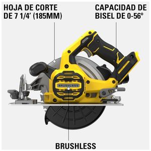 Sierra circular inalambrico 7 1/4" 20V BRUSHLESS 2 Baterias STANLEY