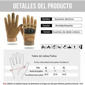 Guantes Táctico Militar de Dedo Completo para Moto, Gym, Ciclismo, etc Color Camel