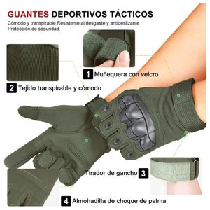 Guantes Táctico Militar de Dedo Completo para Moto, Gym, Ciclismo, etc Color Verde