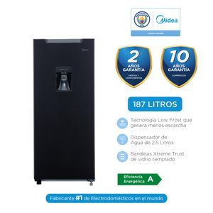 Refrigeradora 1 puerta con Dispensador Midea Low Frost Negro