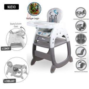 Silla de Comer 3 en 1 Panda + Juego de Lego Gris