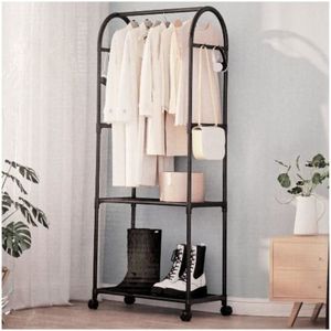 Perchero Organizador Estante de Ropa Zapatos de 2 Niveles Negro
