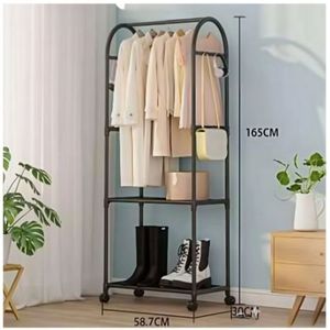 Perchero Organizador Estante de Ropa Zapatos de 2 Niveles Negro