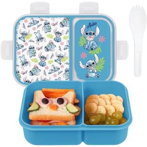 Lilo & Stitch | Caja de Bento con compartimentos divididos y tenedor de Disney | Turquesa
