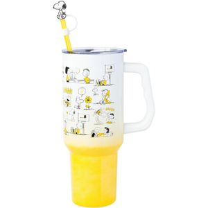 Snoopy | Vaso de acero inóxidable con asa y pajita de 40 OZ