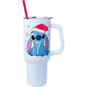 Lilo & Stitch | Vaso de acero inóxidable con asa y pajita de 40 OZ | Nieve