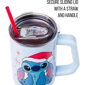 Lilo & Stitch | Vaso de acero inóxidable con asa y pajita de 40 OZ | Nieve
