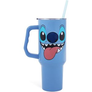 Disney | Vaso de viaje de acero inoxidable con asa con diseño de Lilo & Stitch | Stitch Azul