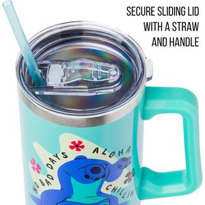 Lilo & Stitch | Vaso de acero inóxidable con asa y pajita de 40 OZ | Jade