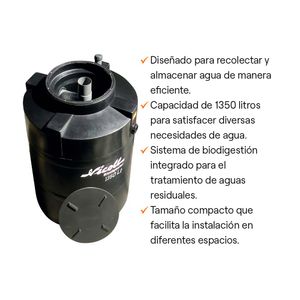 COMBO Tanque Biodigestor Nicoll 1350 litros Negro + Accesorios + Pozo de Lodos Nicoll 100L Negro
