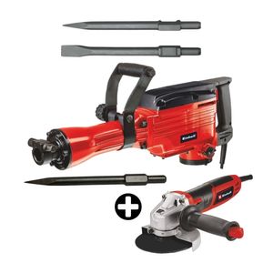 COMBO Demoledor Einhell TC-DH 1600 1600W + Cincel punta aguda 30x400 Home Tools + Amoladora 4 1/2" 850w Tc-ag 125 Einhell