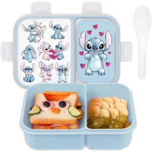 Lilo & Stitch | Caja de Bento con compartimentos divididos y tenedor de Disney | Agua