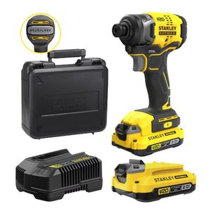 Atornillador de Impacto 20V BRUSLESS 2 baterias Stanley