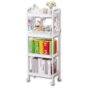 Carrito Organizador de Cocina Multiusos 4 Niveles con Ruedas 104x40x26cm Blanco