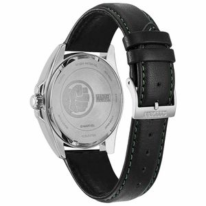 Reloj Citizen Eco Drive Marvel Hulk AW1431-24W Solar Fecha Acero Inoxidable Correa de Cuero Negro